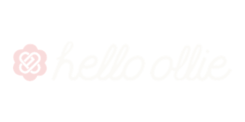 Hello Ollie Logo white with soft pink icon